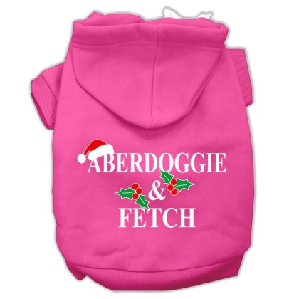 Aberdoggie Christmas Screen Print Pet Hoodies Bright Pink Size L