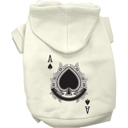 Ace of Spades Costume Screen Print Dog Hoodie Cream Size XS