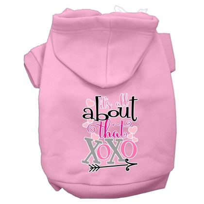 All About that XOXO Screen Print Dog Hoodie Light Pink L