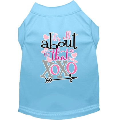All about that XOXO Screen Print Dog Shirt Baby Blue Lg
