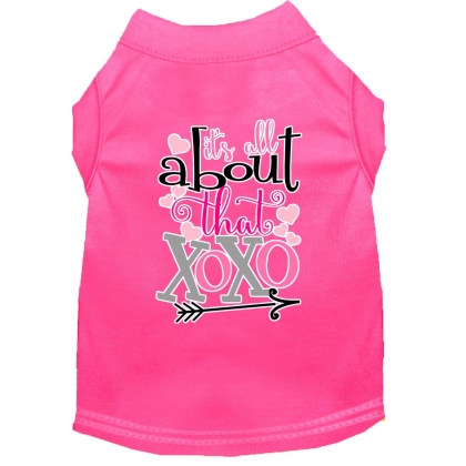 All about that XOXO Screen Print Dog Shirt Bright Pink Lg