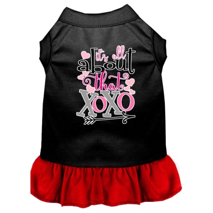 All about the XOXO Screen Print Dog Dress Black with Red Lg