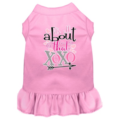 All about the XOXO Screen Print Dog Dress Light Pink 4X