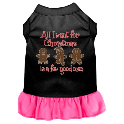 All I want is a Few Good Men Screen Print Dog Dress Black with Bright Pink 4X