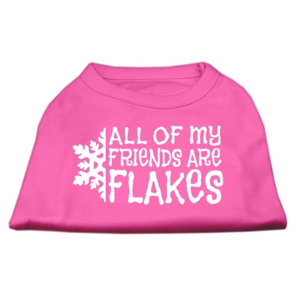All my friends are Flakes Screen Print Shirt Bright Pink L