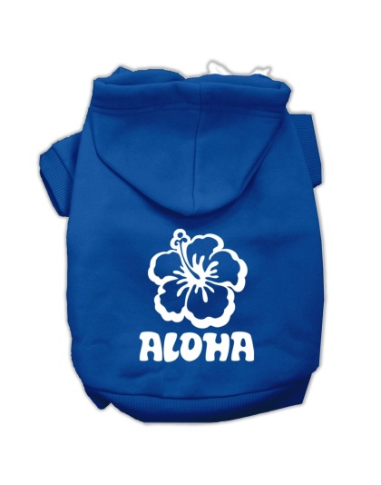 Aloha Flower Screen Print Pet Hoodies Blue Size Lg