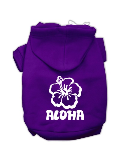Aloha Flower Screen Print Pet Hoodies Purple Size Lg