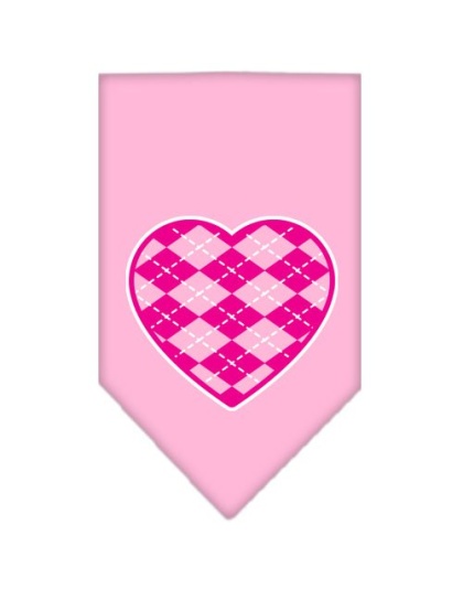 Argyle Heart Pink Screen Print Bandana Light Pink Large