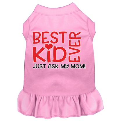 Ask My Mom Screen Print Dog Dress Light Pink 4X (22)