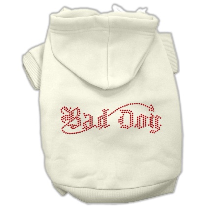 Bad Dog Rhinestone Hoodies Cream L