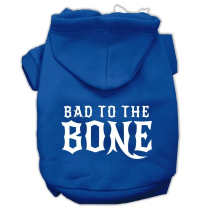 Bad to the Bone Dog Pet Hoodies Blue Size Lg