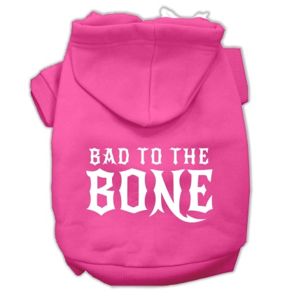 Bad to the Bone Dog Pet Hoodies Bright Pink Size Lg