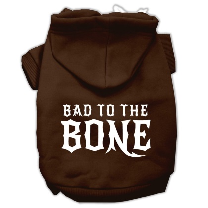 Bad to the Bone Dog Pet Hoodies Brown Size Lg