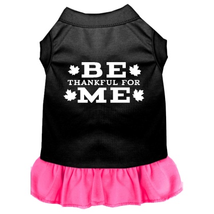 Be Thankful for Me Screen Print Dress Black with Bright Pink Lg