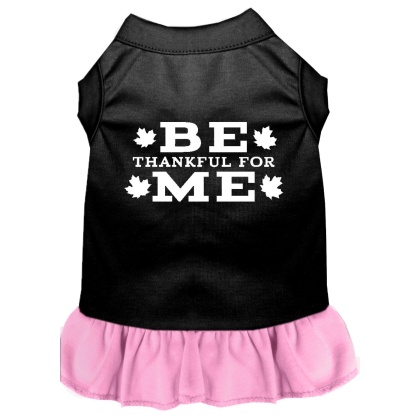 Be Thankful for Me Screen Print Dress Black with Light Pink Lg