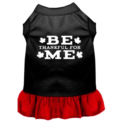 Be Thankful for Me Screen Print Dress Black with Red Lg