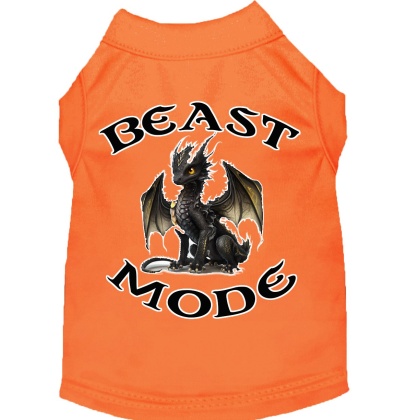 Beast Mode Dragon Screen Print Dog Shirt Orange XS (8)