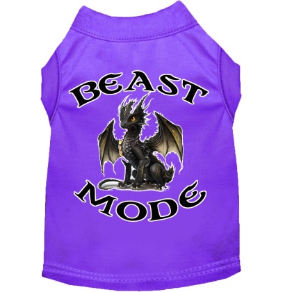 Beast Mode Dragon Screen Print Dog Shirt Purple XS (8)