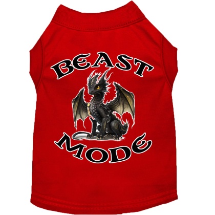 Beast Mode Dragon Screen Print Dog Shirt Red XS (8)