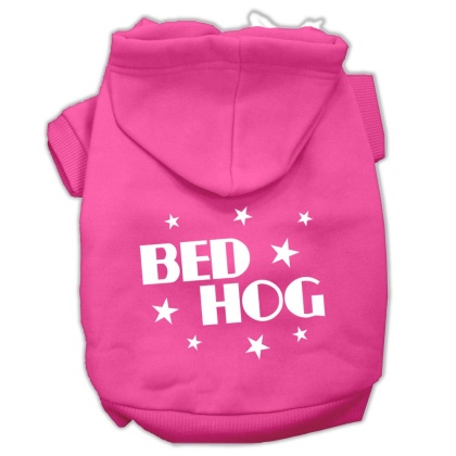 Bed Hog Screen Printed Pet Hoodies Bright Pink Size Lg