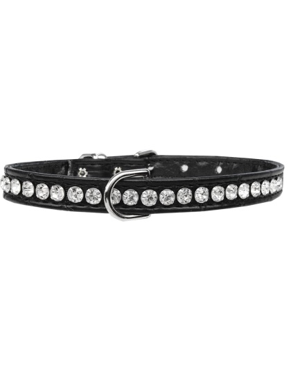 Beverly Style Rhinestone Designer Croc Dog Collar Black Size 10