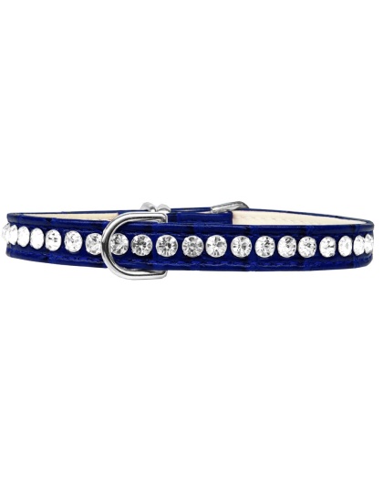 Beverly Style Rhinestone Designer Croc Dog Collar Blue Size 10