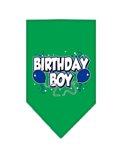 Birthday Boy Screen Print Bandana Emerald Green Large
