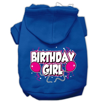 Birthday Girl Screen Print Pet Hoodies Blue Size Lg