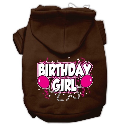 Birthday Girl Screen Print Pet Hoodies Brown Size Lg