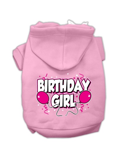 Birthday Girl Screen Print Pet Hoodies Light Pink Size Lg