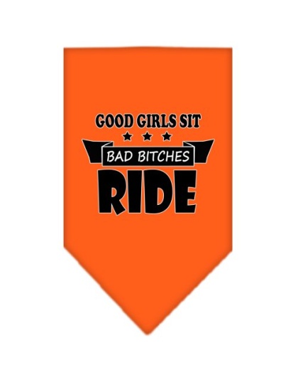 Bitches Ride Screen Print Bandana Orange Large