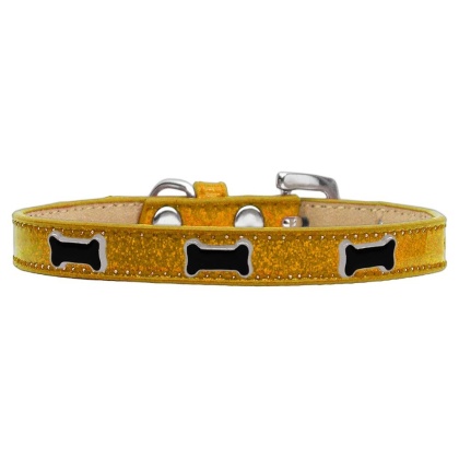 Black Bone Widget Dog Collar Gold Ice Cream Size 10