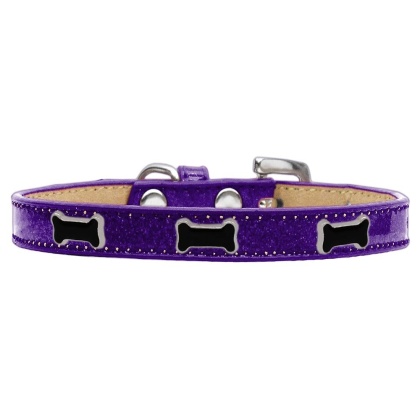Black Bone Widget Dog Collar Purple Ice Cream Size 10