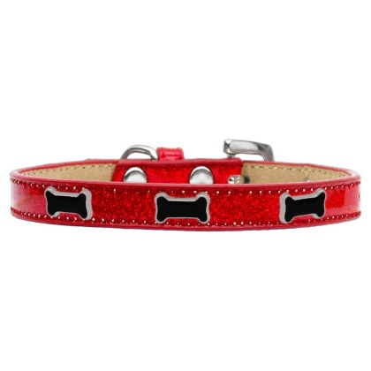 Black Bone Widget Dog Collar Red Ice Cream Size 10