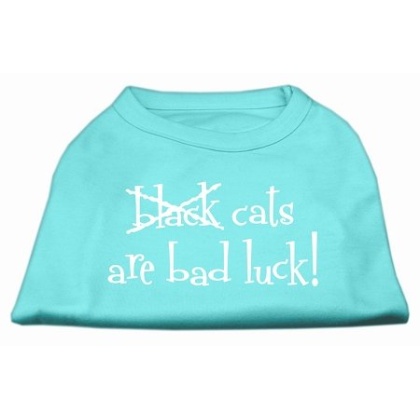 Black Cats are Bad Luck Screen Print Shirt Aqua L