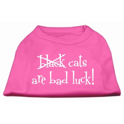 Black Cats are Bad Luck Screen Print Shirt Bright Pink L