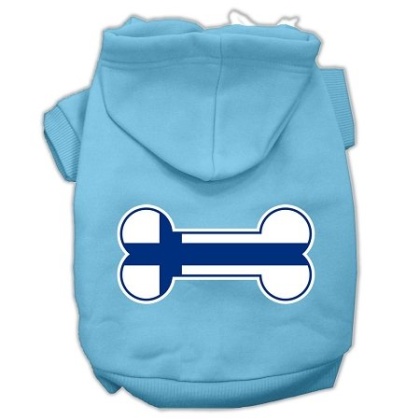 Bone Shaped Finland Flag Screen Print Pet Hoodies Baby Blue L