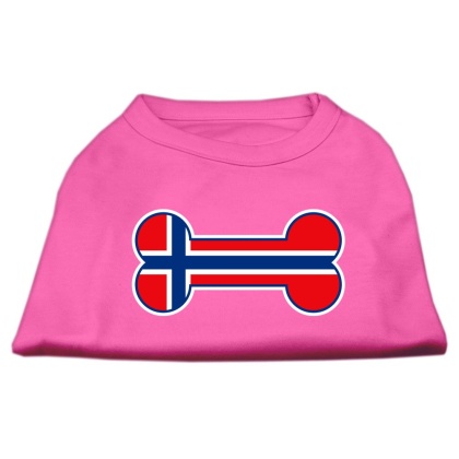 Bone Shaped Norway Flag Screen Print Shirts Bright Pink L
