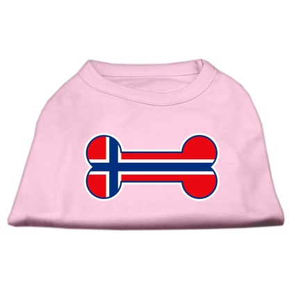 Bone Shaped Norway Flag Screen Print Shirts Light Pink L