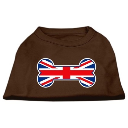 Bone Shaped United Kingdom (Union Jack) Flag Screen Print Shirts Brown Lg