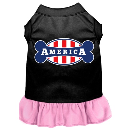 Bonely in America Screen Print Dress Black with Light Pink Lg