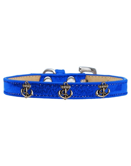 Bronze Anchor Widget Dog Collar Blue Ice Cream Size 10
