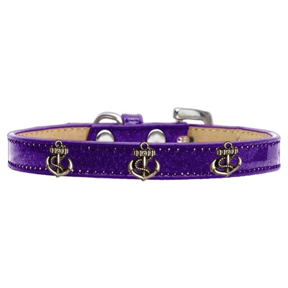 Bronze Anchor Widget Dog Collar Purple Ice Cream Size 10