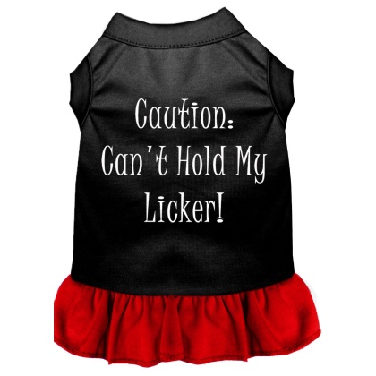 Can't Hold My Licker Screen Print Dress Black with Red Lg