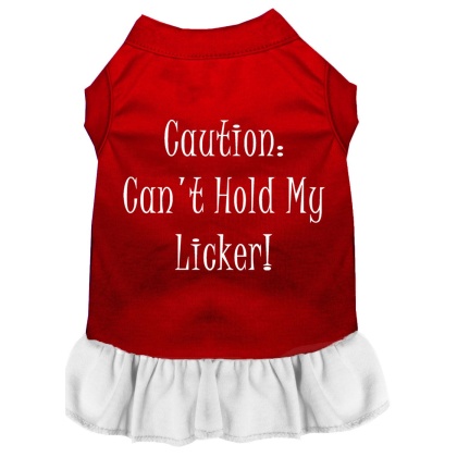 Can't Hold My Licker Screen Print Dress Red with White Lg