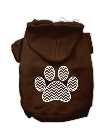 Chevron Paw Screen Print Pet Hoodies Brown Size Lg