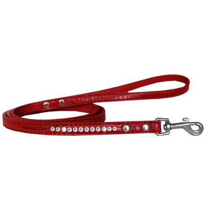 Clear Jewel Croc Leash Red 1/2'' wide x 4' long