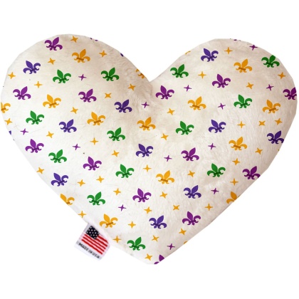 Confetti Fleur de Lis Mardi Gras 6 inch Canvas Heart Dog Toy