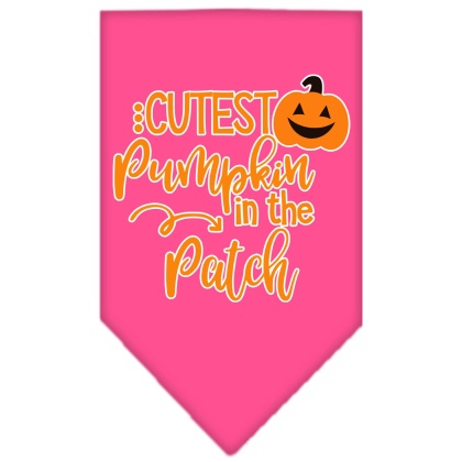 Cutest Pumpkin in the Patch Screen Print Bandana Bright Pink Large