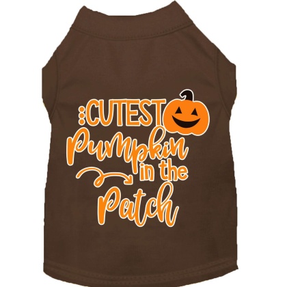 Cutest Pumpkin in the Patch Screen Print Dog Shirt Brown Lg